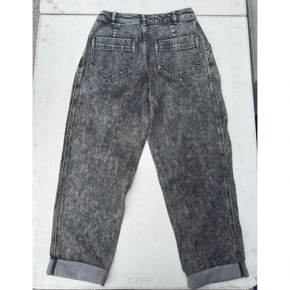 Michael Kors Acid Wash Pleated Straight  Tapered Jeans Mom 80s 90s Wide Leg EUC